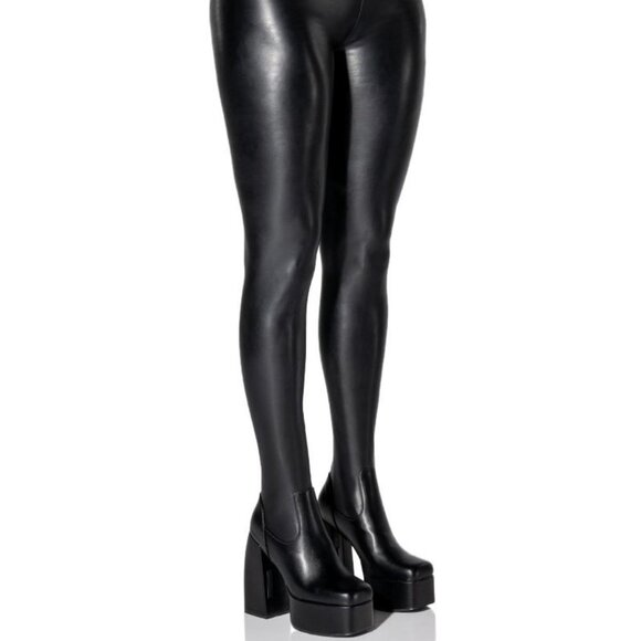 AZALEA WANG " HOLLYWOOD LIMELIGHT" STRETCH CHUNKY HEEL PANT BOOT (BRAND NEW !) - Picture 3 of 10